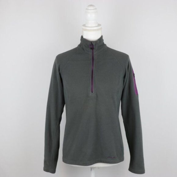 Eddie Bauer First Ascent Women's Small Gray PolarTec Fleece 1/4 Zip Pullover - Picture 1 of 9